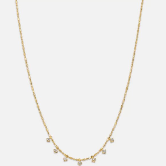 Authentic Zoë Chicco 14K Yellow Gold Prong Diamonds Diamond Dangle Necklace - Picture 1 of 4